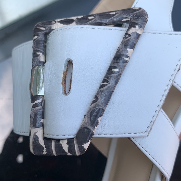 Charles David White and snakeskin Side buckle heel - Picture 9 of 12